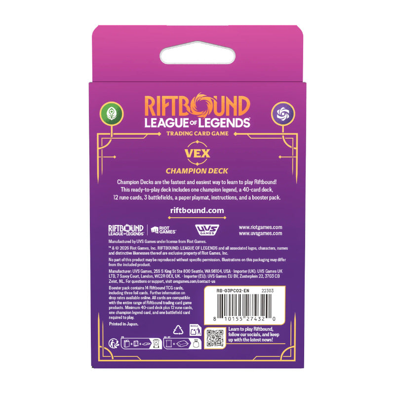 Riftbound League of Legends TCG Unleashed Vex Champion Deck