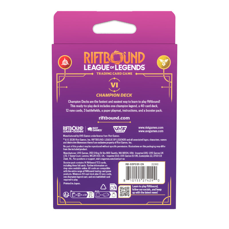 Riftbound League of Legends TCG Unleashed Vi Champion Deck