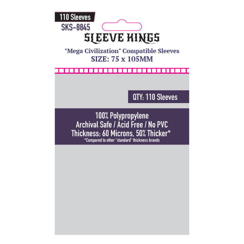 Sleeve Kings Board Game Sleeves Mega Civilization Compatible 75mm x 105mm 110ct