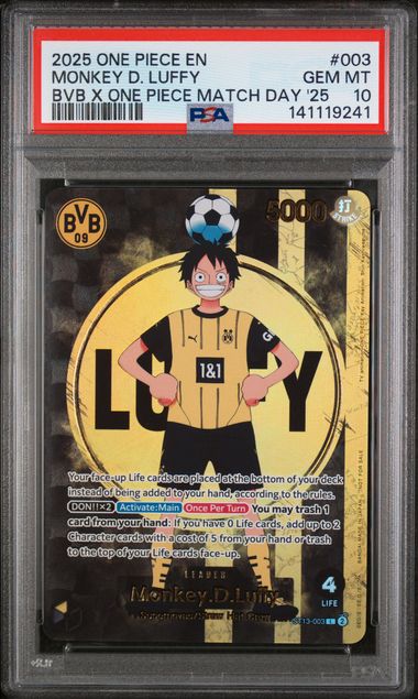 MONKEY D. LUFFY #003 2025 BVB X ONE PIECE MATCH DAY '25 PSA 10