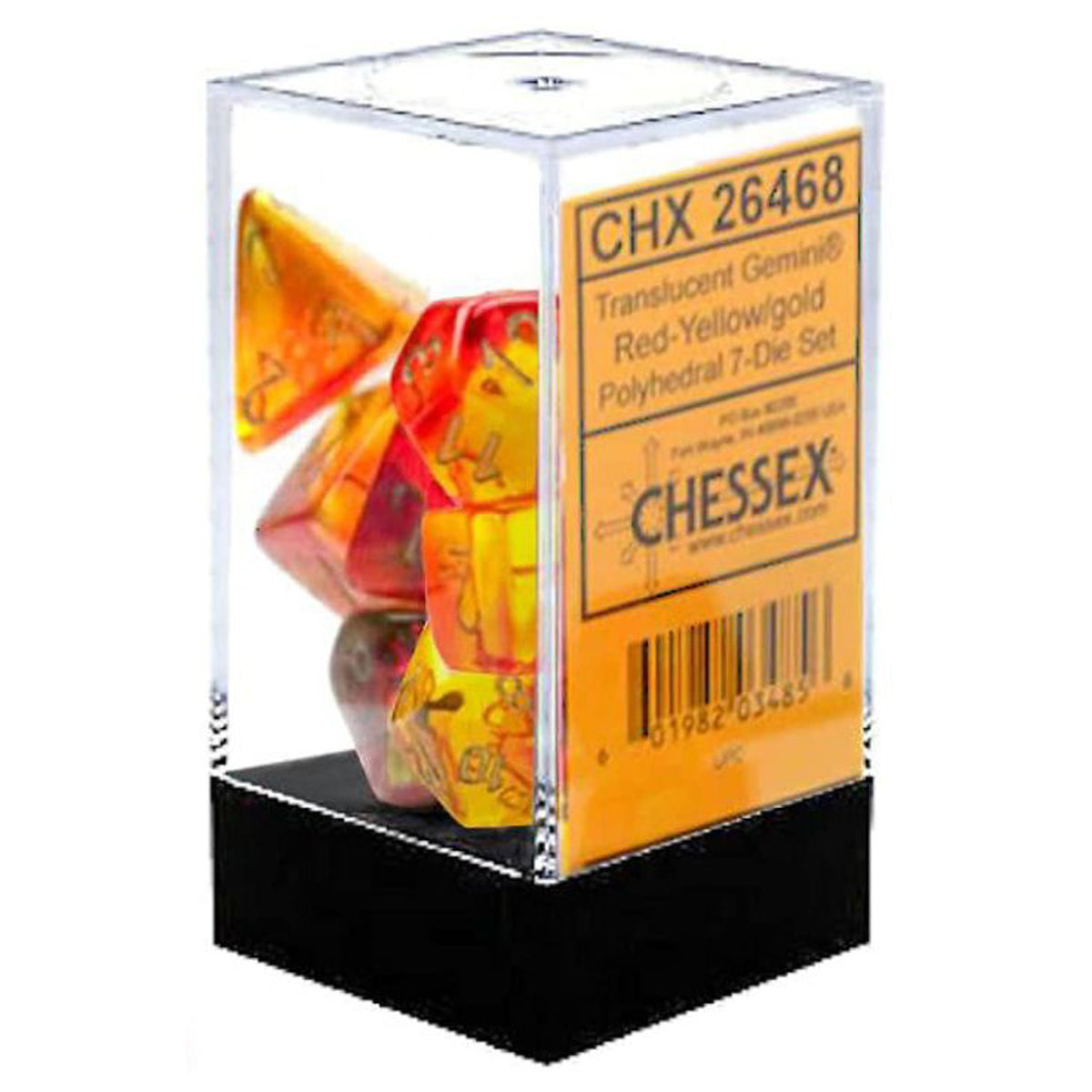Chessex CHX 26468 Gemini Translucent Red-Yellow/gold 7-Die Set