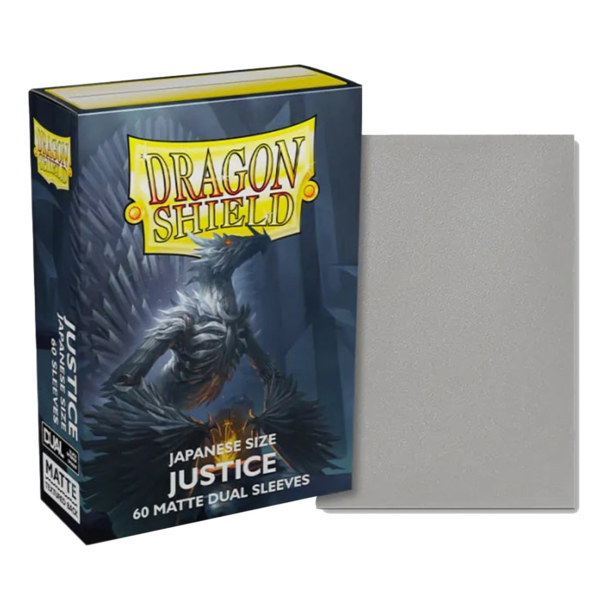 Dragon Shield Japanese 60ct Dual Matte Justice Silver Sleeves 59x86mm