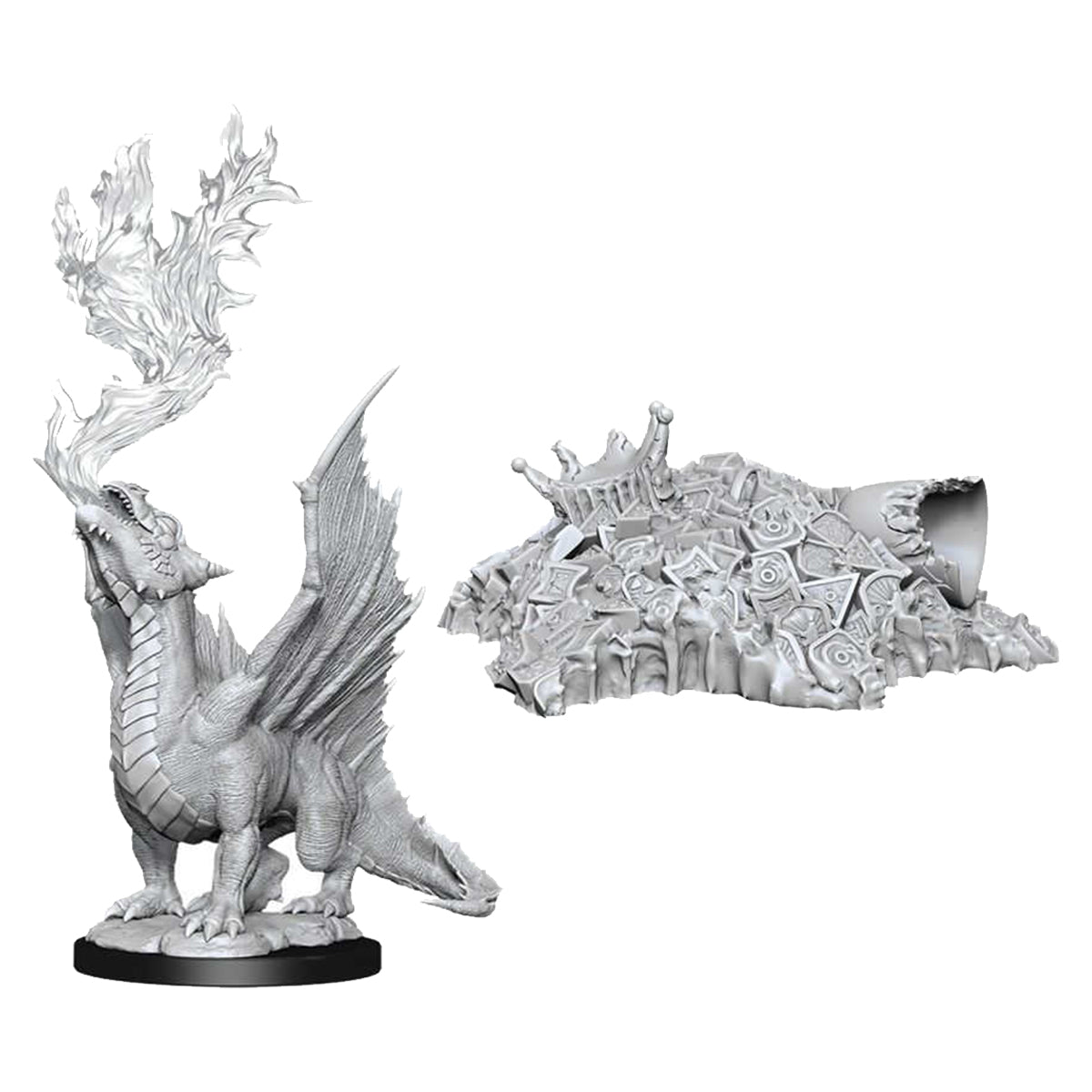 D&D Nolzurs Marvelous Unpainted Miniatures Gold Dragon Wyrmling and Small Treasure Pile