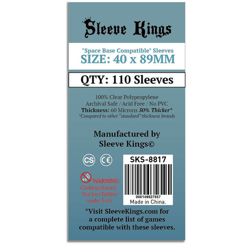 Sleeve Kings Board Game Sleeves Space Base Compatible 40mm x 89mm 110ct