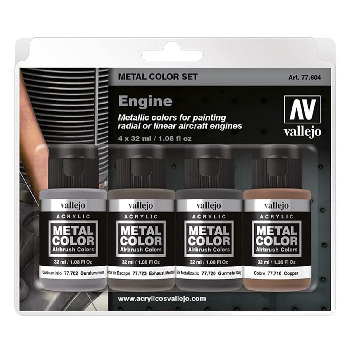 Vallejo Metal Colour - Engine 4 Colour Acrylic Paint Set