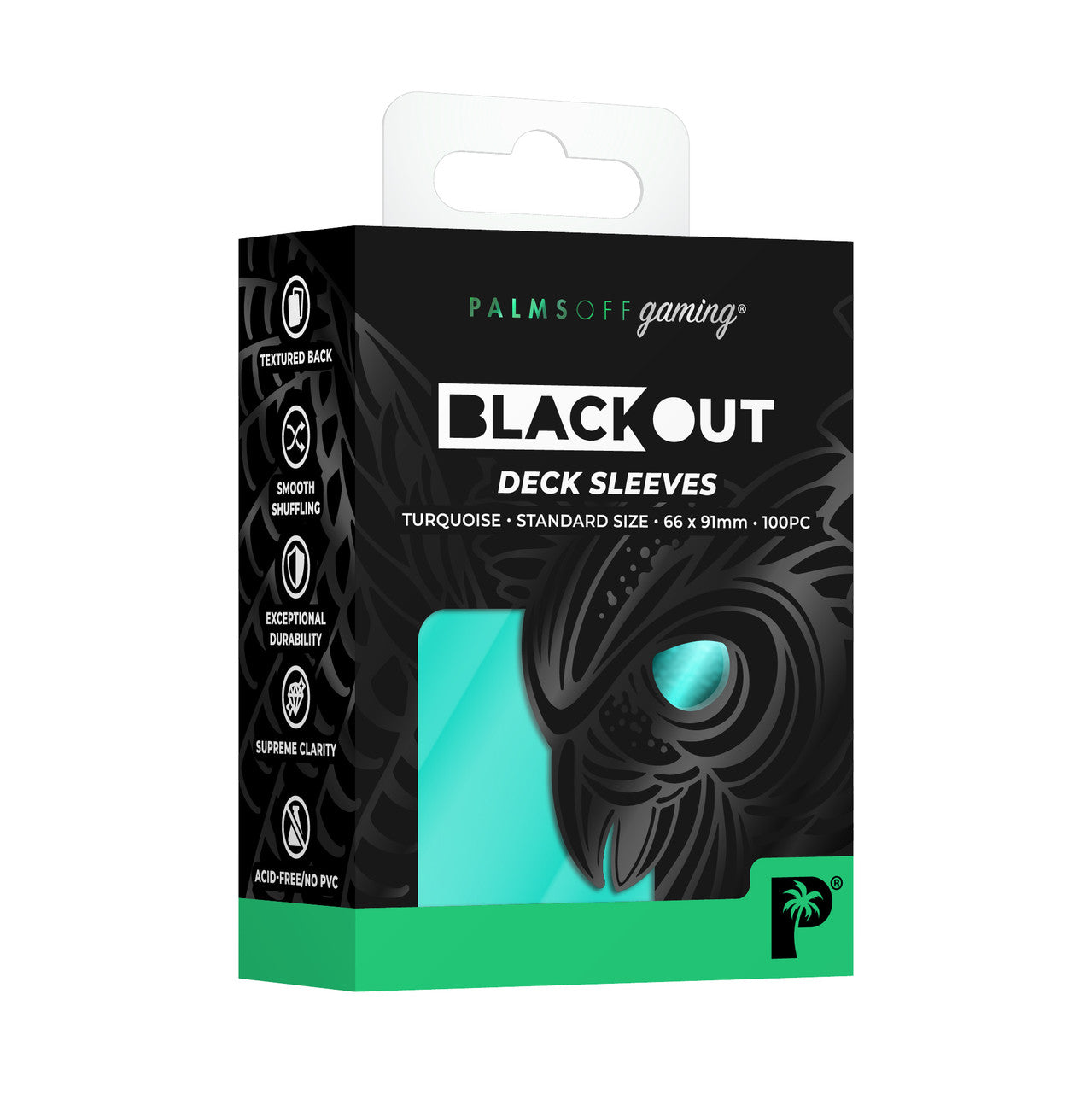 Palms Off Standard 100pc Blackout Deck Sleeves - Turquoise