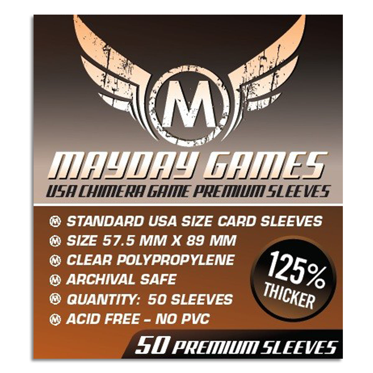Mayday Premium USA Chimera Game Sleeves 50ct 57.5 X 89 MM Orange Talisman