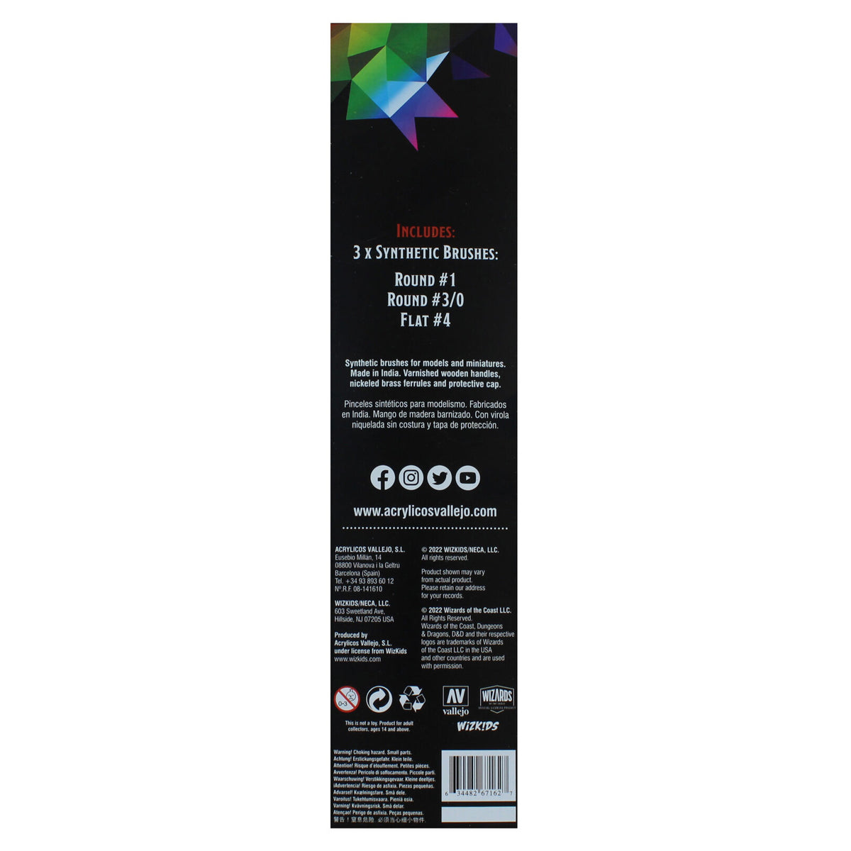 D&D Prismatic Paint Paint Brushes 3 Brush Set