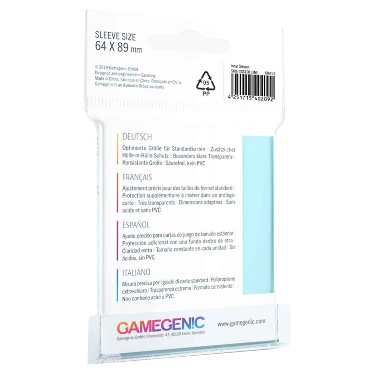 Gamegenic 100ct  Inner Sleeves 64x89mm