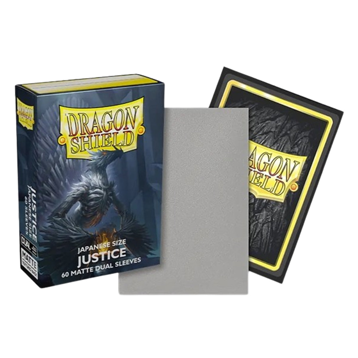 Dragon Shield Japanese 60ct Dual Matte Justice Silver Sleeves 59x86mm