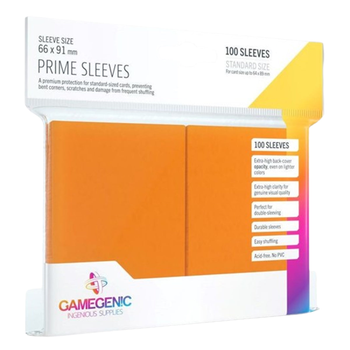 Gamegenic Prime Card Sleeves Orange (66mm x 91mm) (100 Sleeves Per Pack)