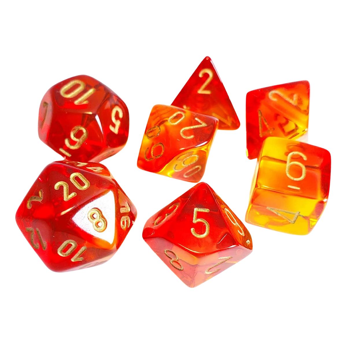 Chessex CHX 26468 Gemini Translucent Red-Yellow/gold 7-Die Set
