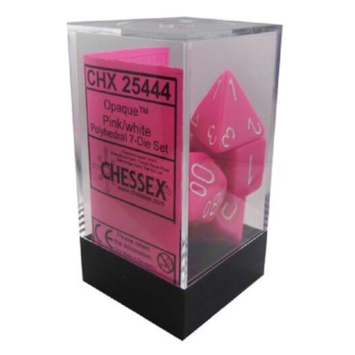 Chessex CHX 25444 Opaque Polyhedral Pink/white 7-Die Set