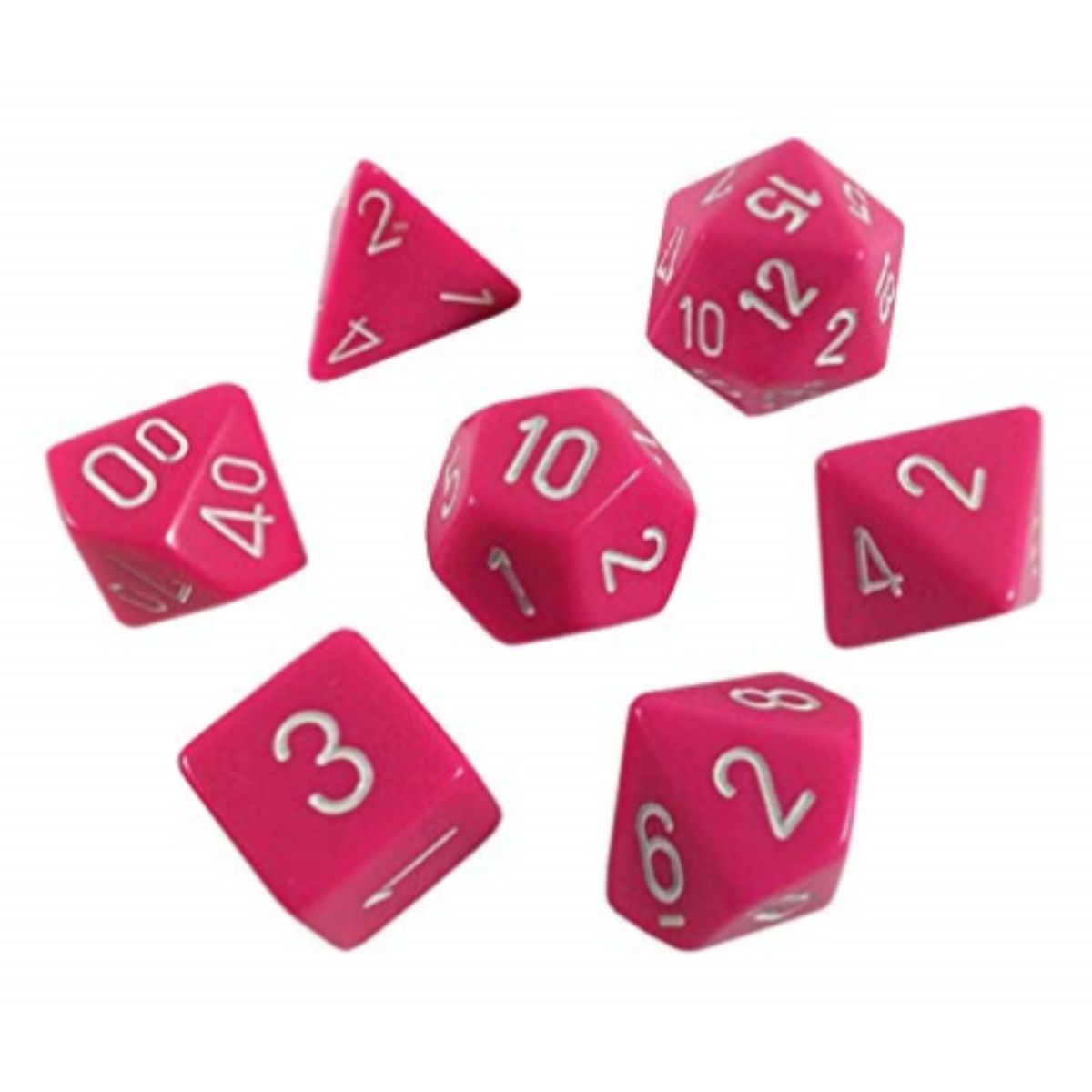 Chessex CHX 25444 Opaque Polyhedral Pink/white 7-Die Set