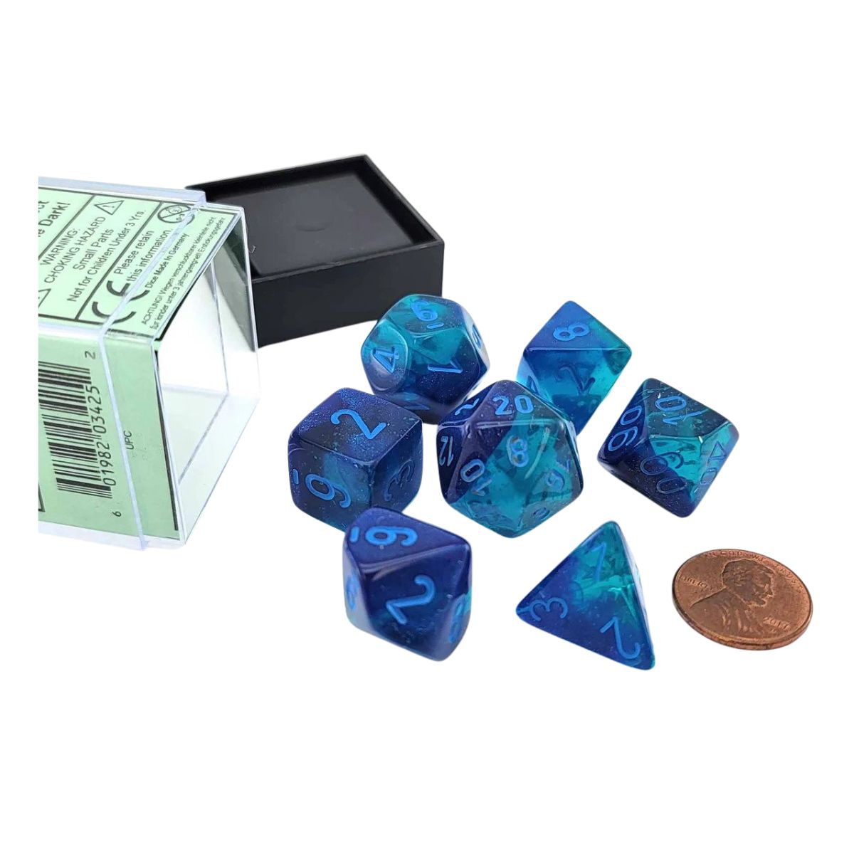 Chessex CHX 26463 Gemini Blue-Blue/light blue Luminary 7-Die Set
