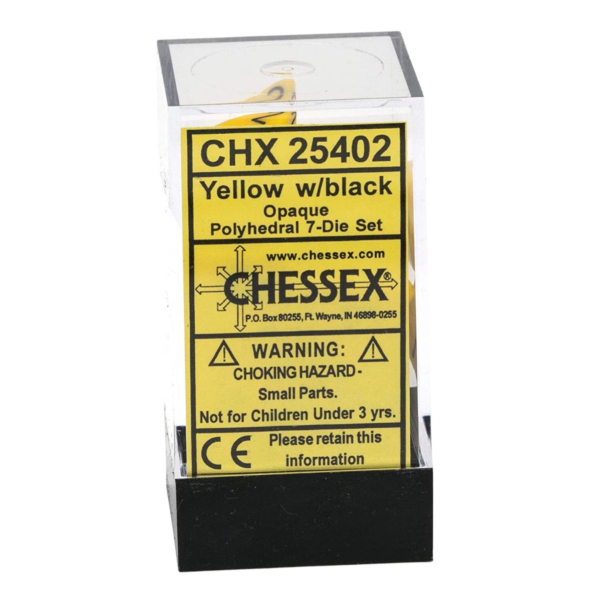 Chessex CHX 25402 Opaque Polyhedral Yellow/black 7-Die Set