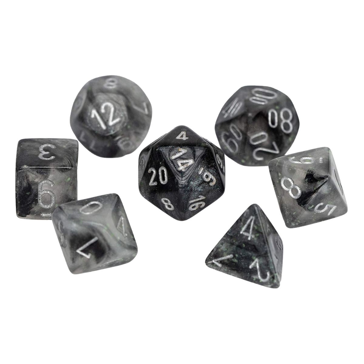Chessex CHX 27578 Borealis Polyhedral Light Smoke/Silver Luminary 7-Die Set