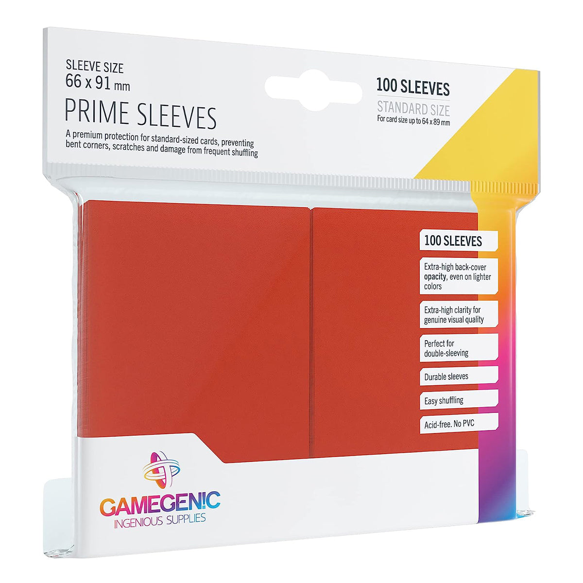 Gamegenic Prime Card Sleeves Red (66mm x 91mm) (100 Sleeves Per Pack)