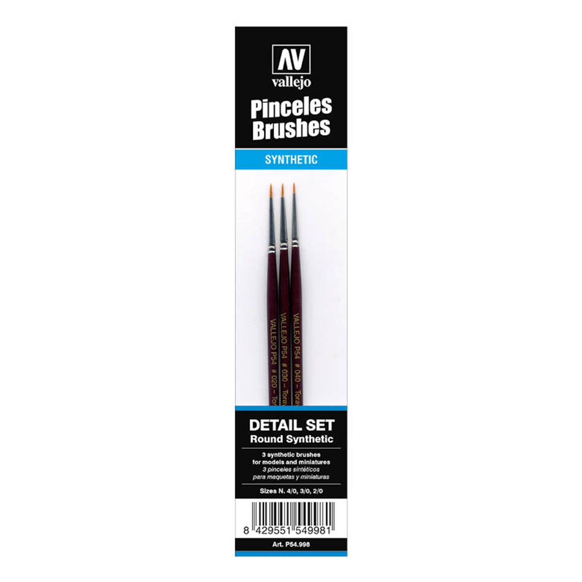 Vallejo Brushes - Definition Set - Synthetic fibers (Sizes 4/0; 3/0 & 2/0)