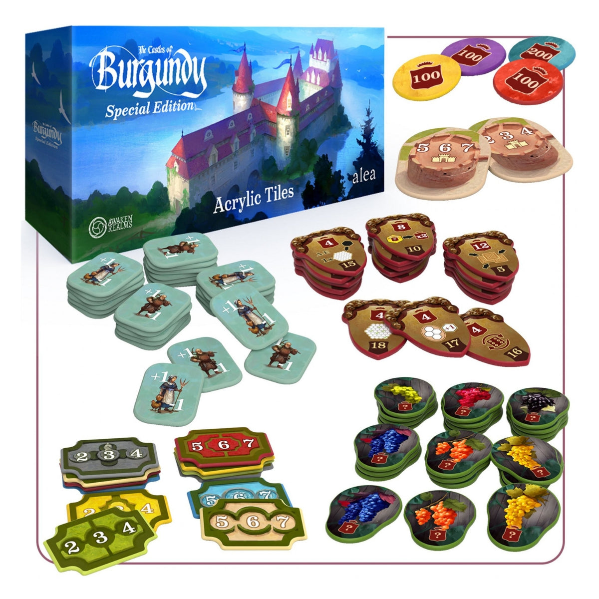 Castles of Burgundy Special Edition Upgraded Tokens Acrylic