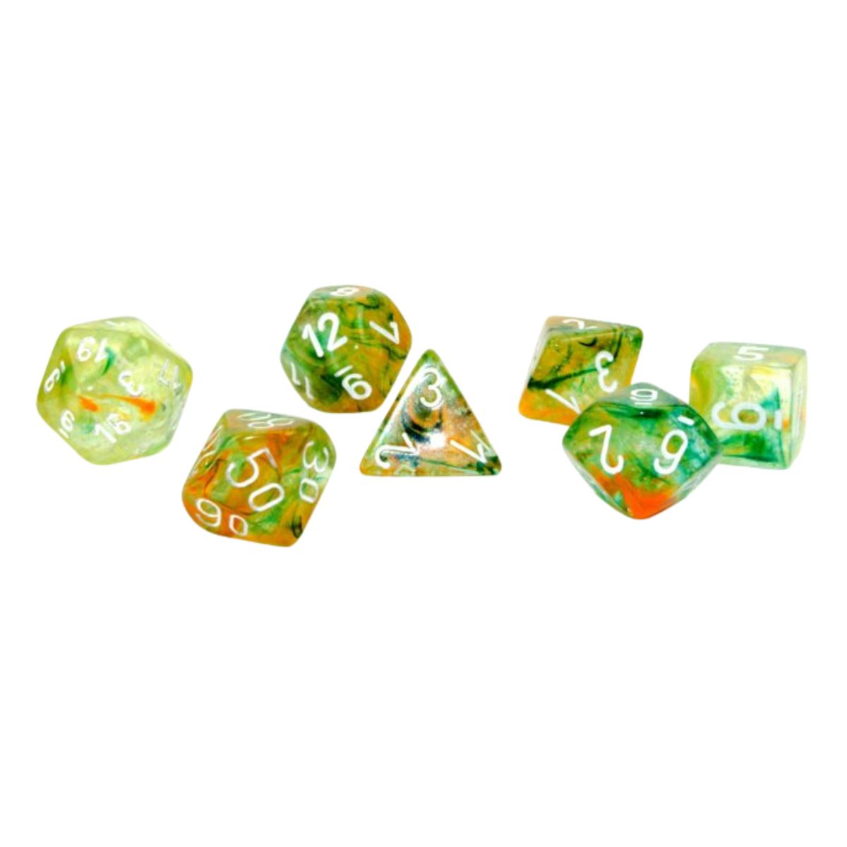 Chessex CHX 27555 Nebula Polyhedral Spring/White Luminary 7-Die Set