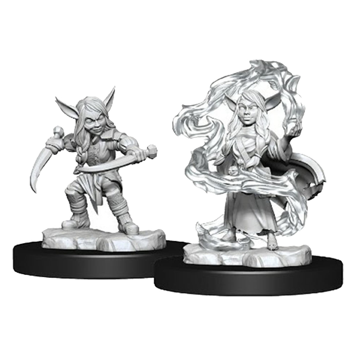 Critical Role Unpainted Miniatures Goblin Sorceror and Rogue Female 2ct